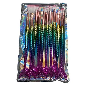 Kit com 07 Pincéis para Maquiagem Sereia Ruby